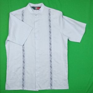 NEW Men's DAccord Band Collar Embroidered SS Shirt